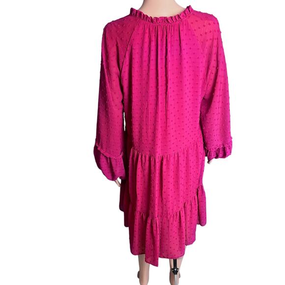 CeCe Clip Dot Tiered Baby Doll Mini Dress Large Bohemian Coquette Retro Trendy - Picture 5 of 6